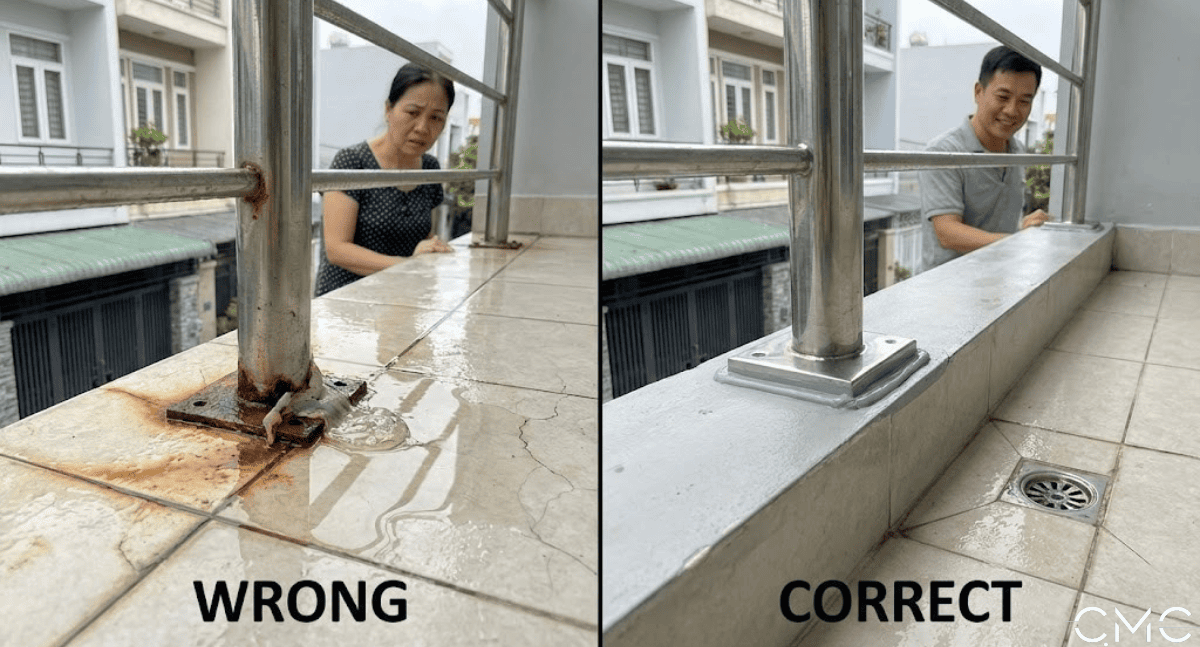 Chi tiết nhỏ quyết định tuổi thọ: Chân trụ & điểm neo phải chống nước đúng cách