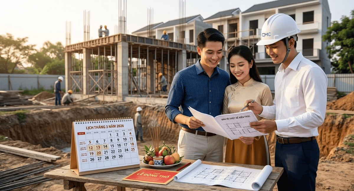 Ngày tốt tháng 3 năm 2026 để động thổ xây nhà