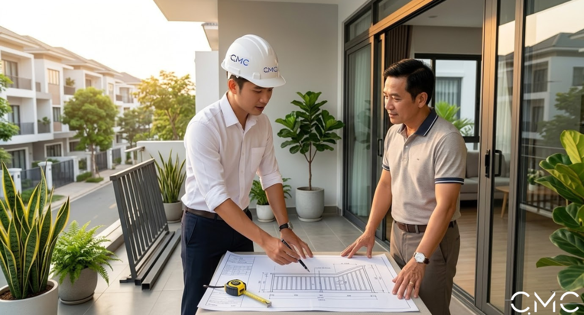 Khoảng cách giữa các thanh đứng hoặc ô lan can