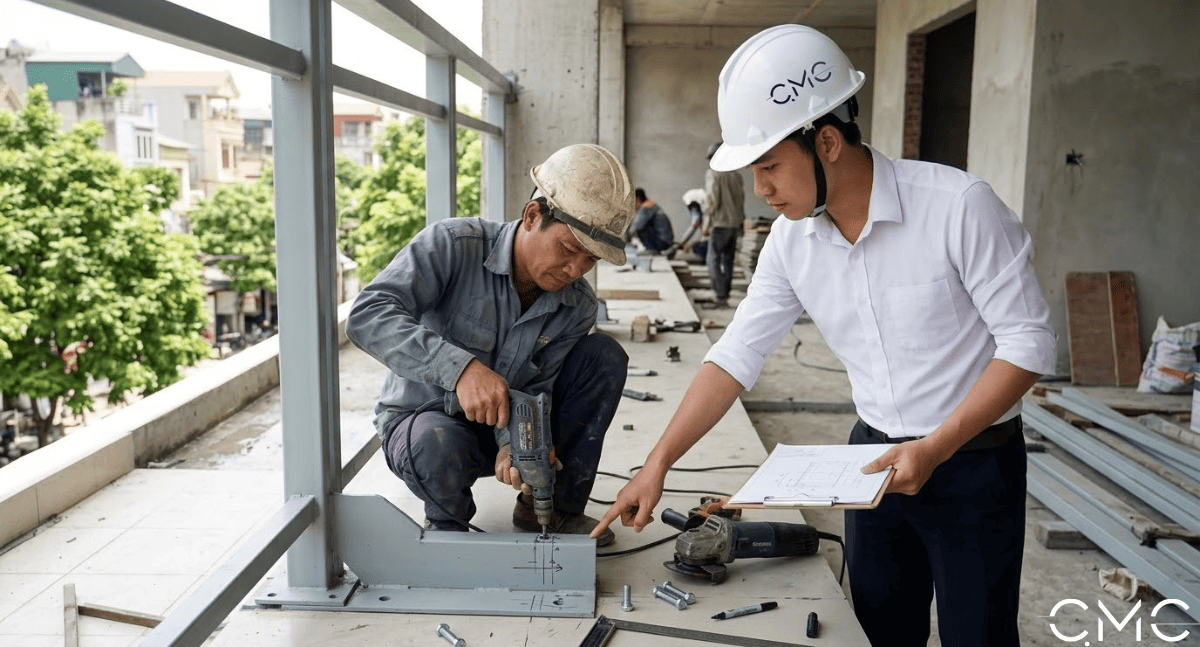 CMC Architects đang thi công lan can