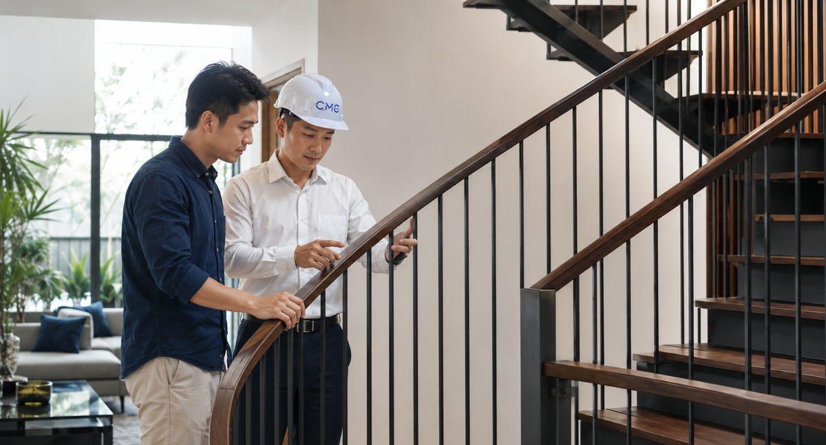 Kết hợp vật liệu đúng cách để cầu thang thép bớt lạnh và cứng