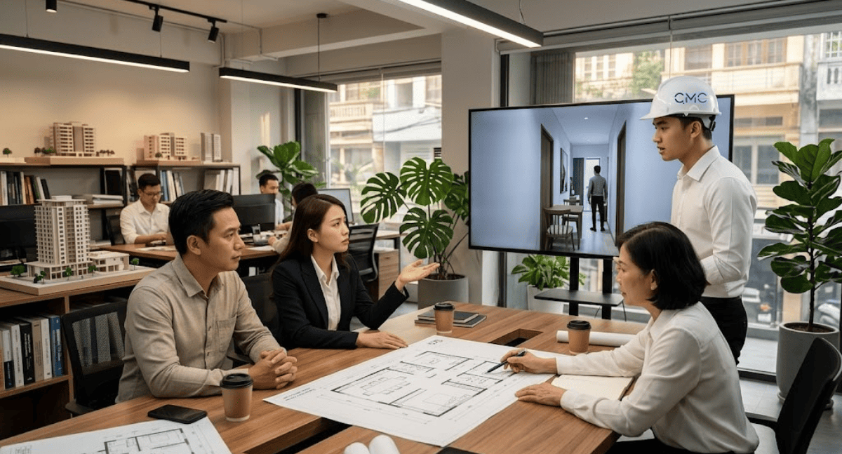 Before/after quy trình tối ưu mặt bằng tại CMC Architects Việt Nam