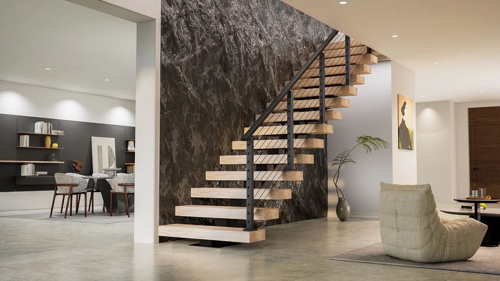 Cầu thang sử dụng vật liệu bền vững thân thiện với môi trường