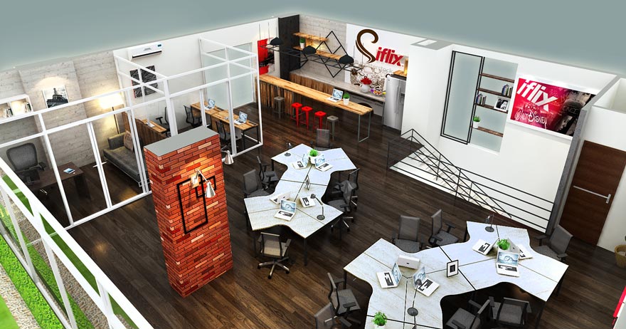 Phối cảnh văn phòng đẹp giúp tôi ưu năng suất làm việc