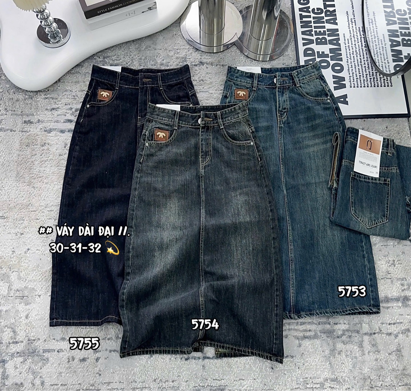 JVD3 váy đại trơn xẻ tà phối mạc túi trước 5753