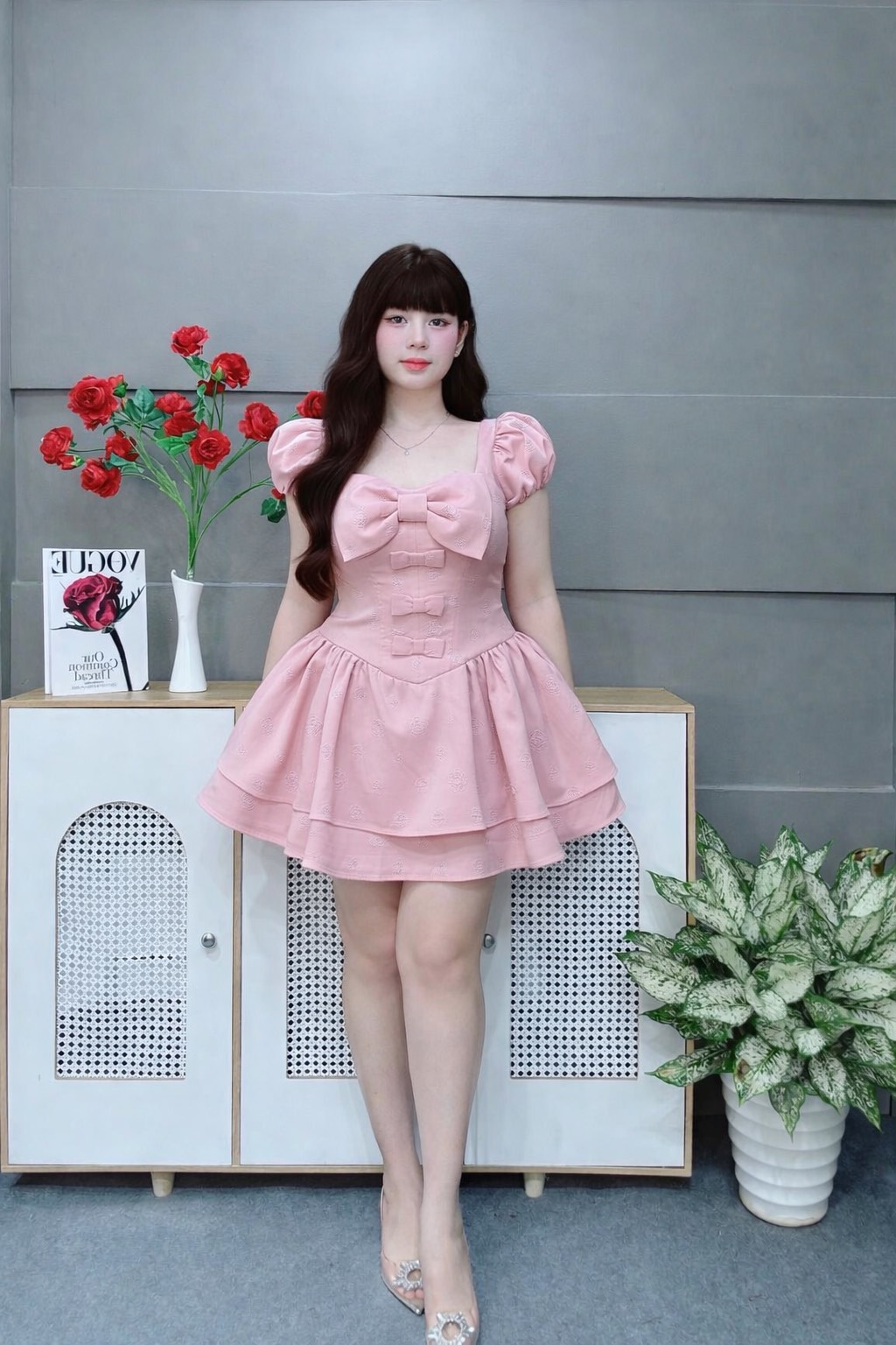 Đầm cúp ngực đính nơ bigsize L Ls