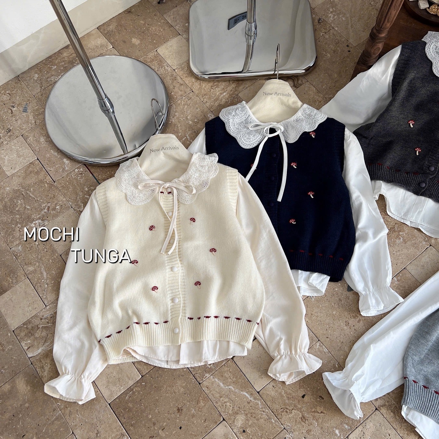 Áo len set ghile nấm cổ bèo