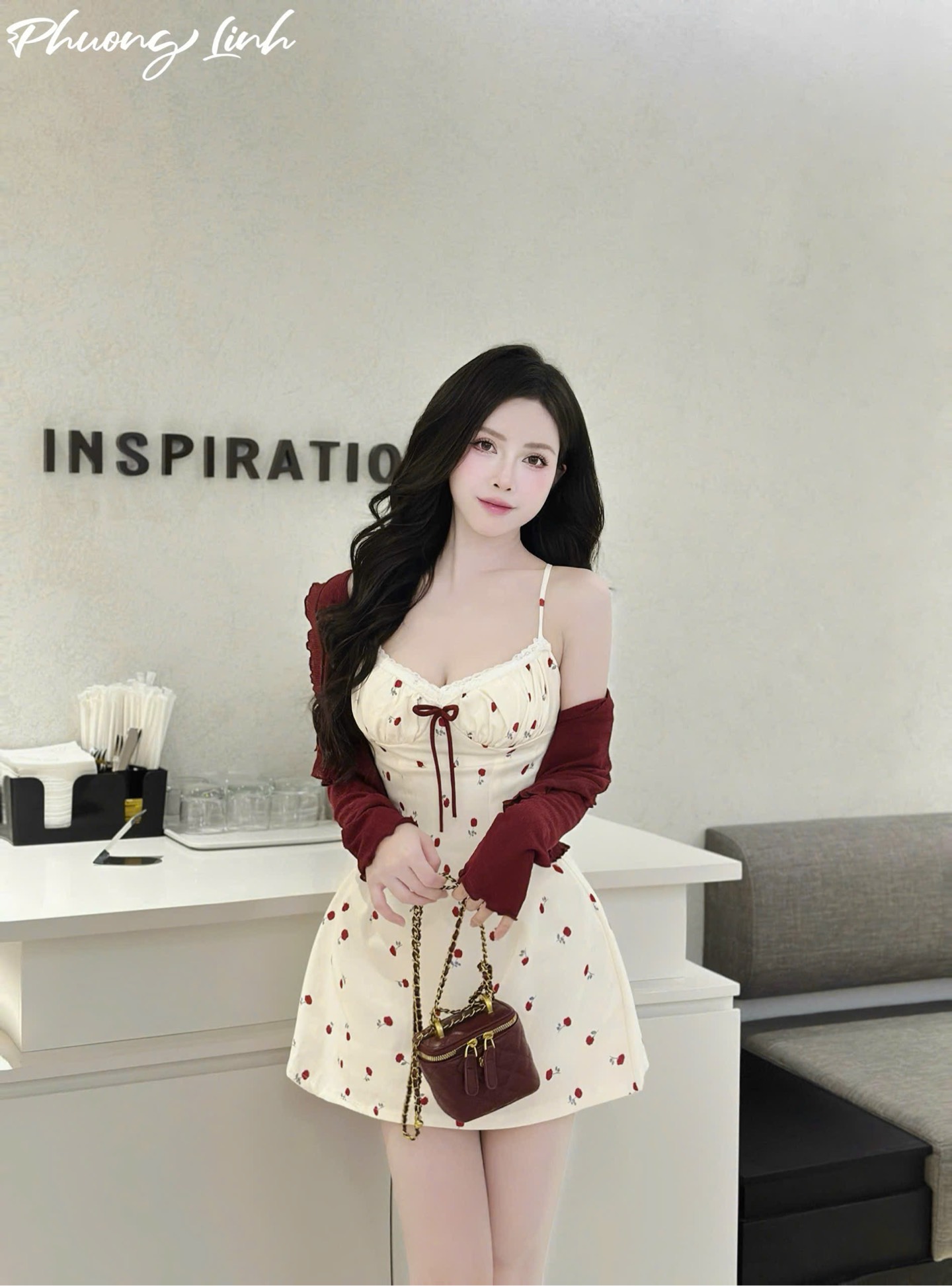 Set đầm dây hoa nhí kèm khoác pl