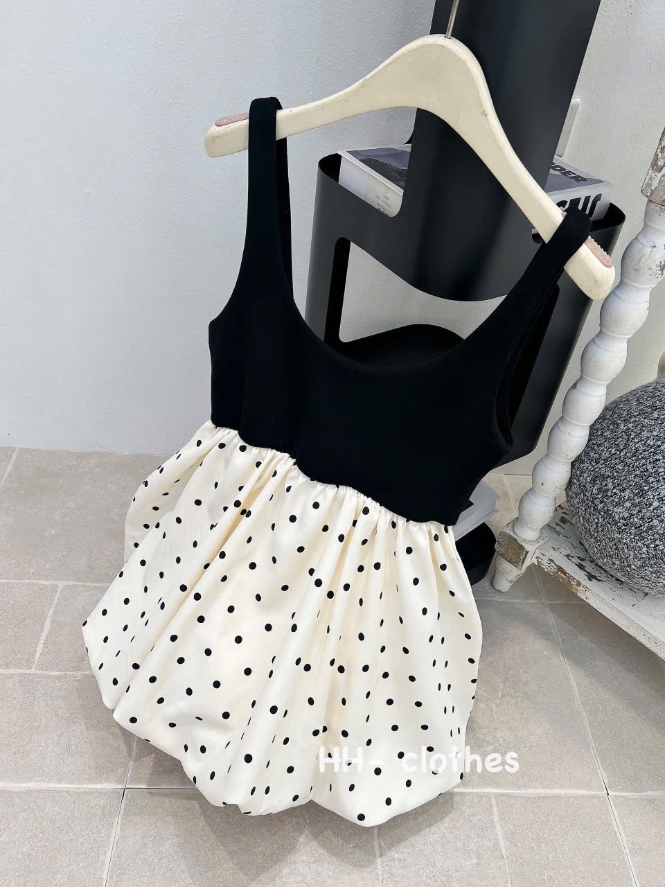 Áo kiểu 2 dây babydoll chấm bi