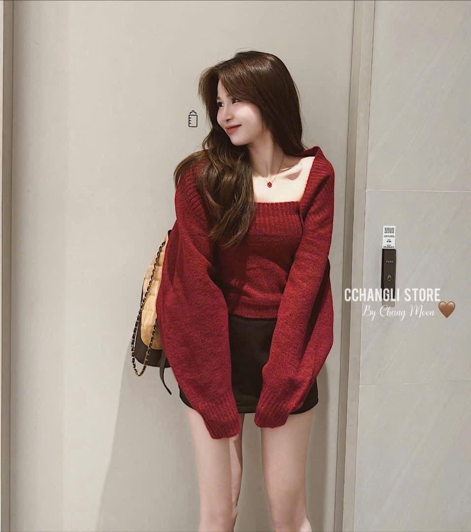 Set áo len khoác + ống