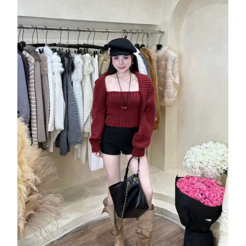 Set áo len khoác + ống