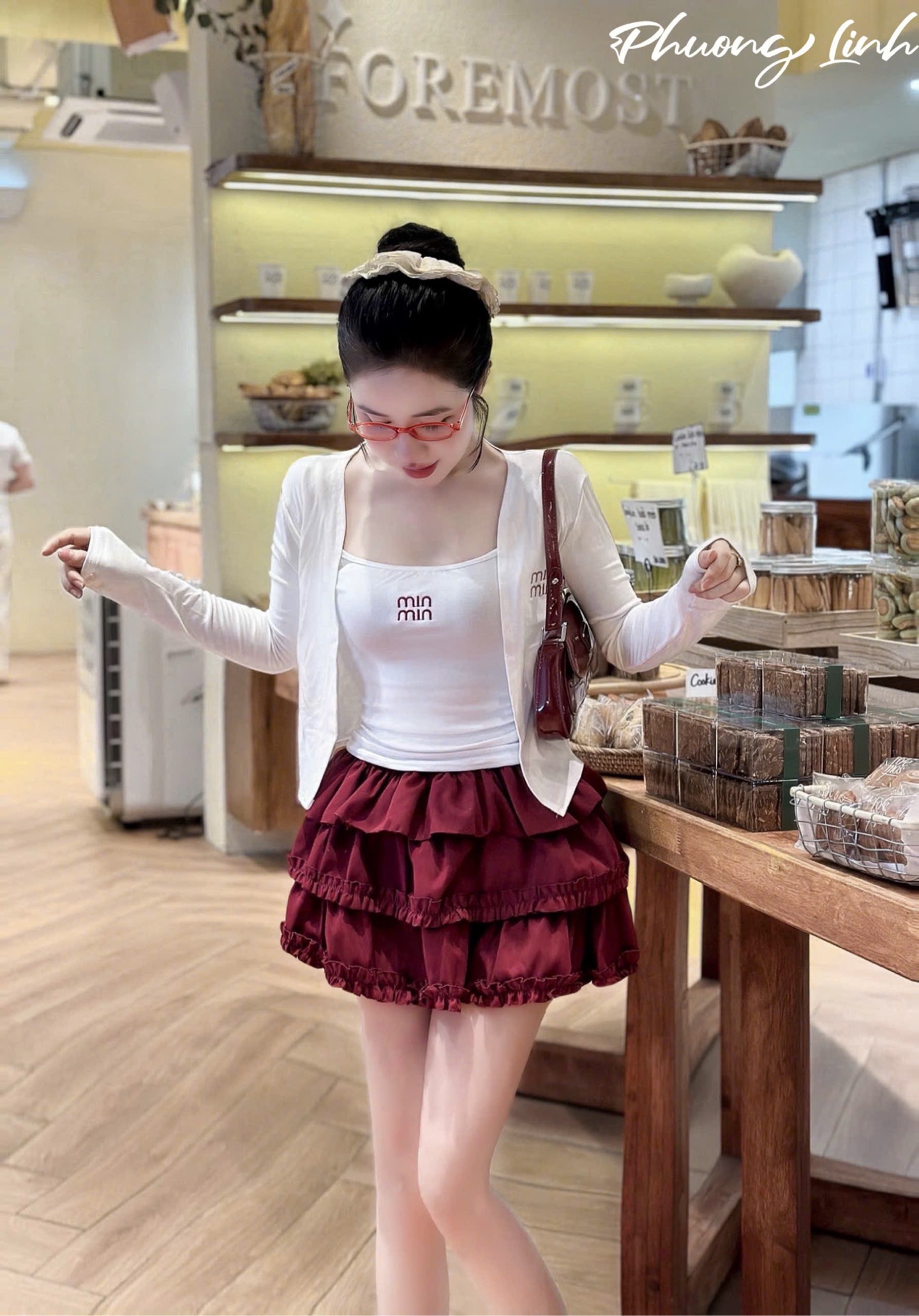 Set 3 món váy tầng áo min kèm khoác