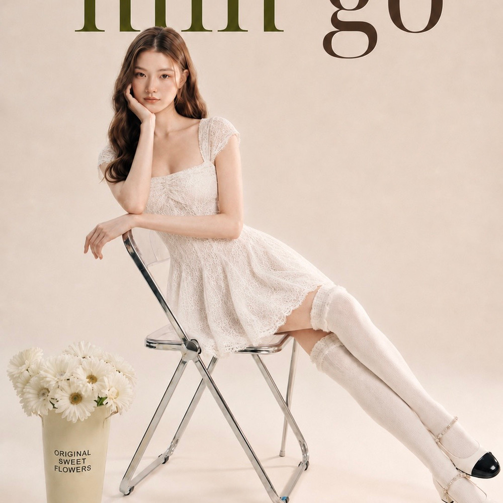 Đầm thiết kế 2 dây ren ngắn tùng xoè