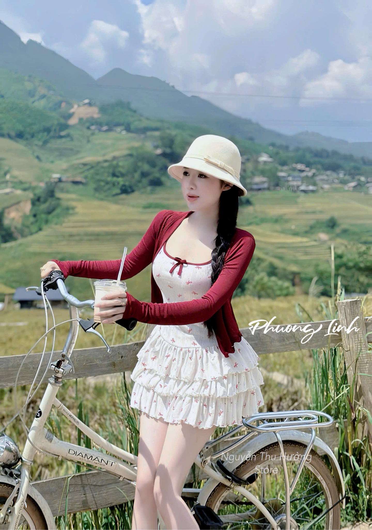 Đầm 2 dây nơ tầng kèm khoác pl