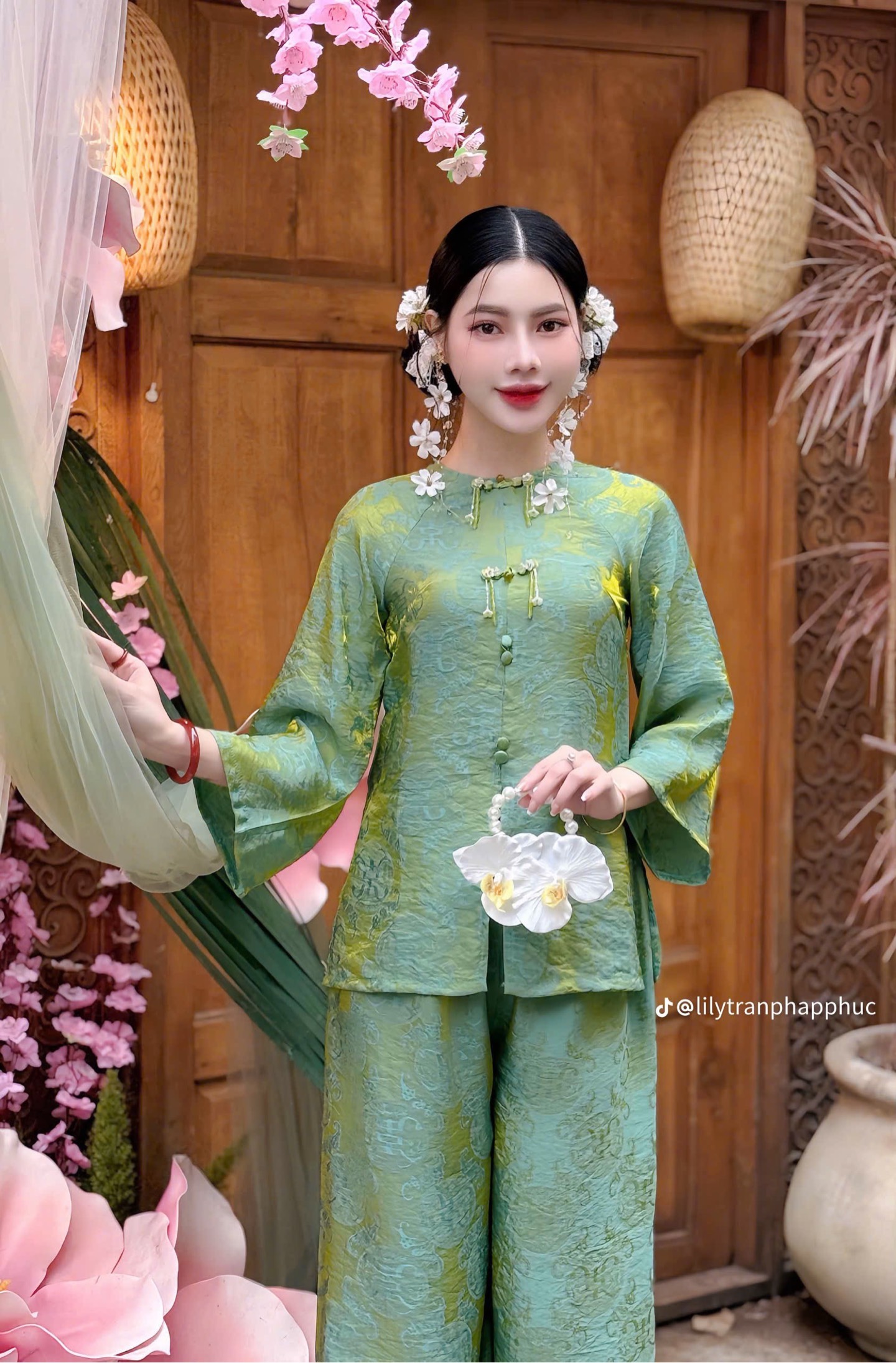 Lam ánh tằm cao cấp 2 nút kiểu