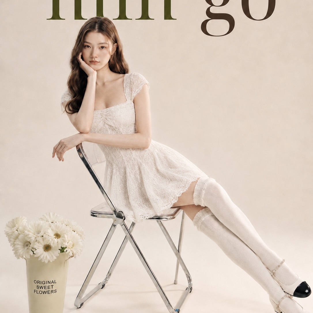 Đầm thiết kế 2 dây ren ngắn tùng xoè