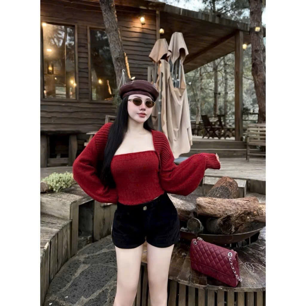Set áo len khoác + ống