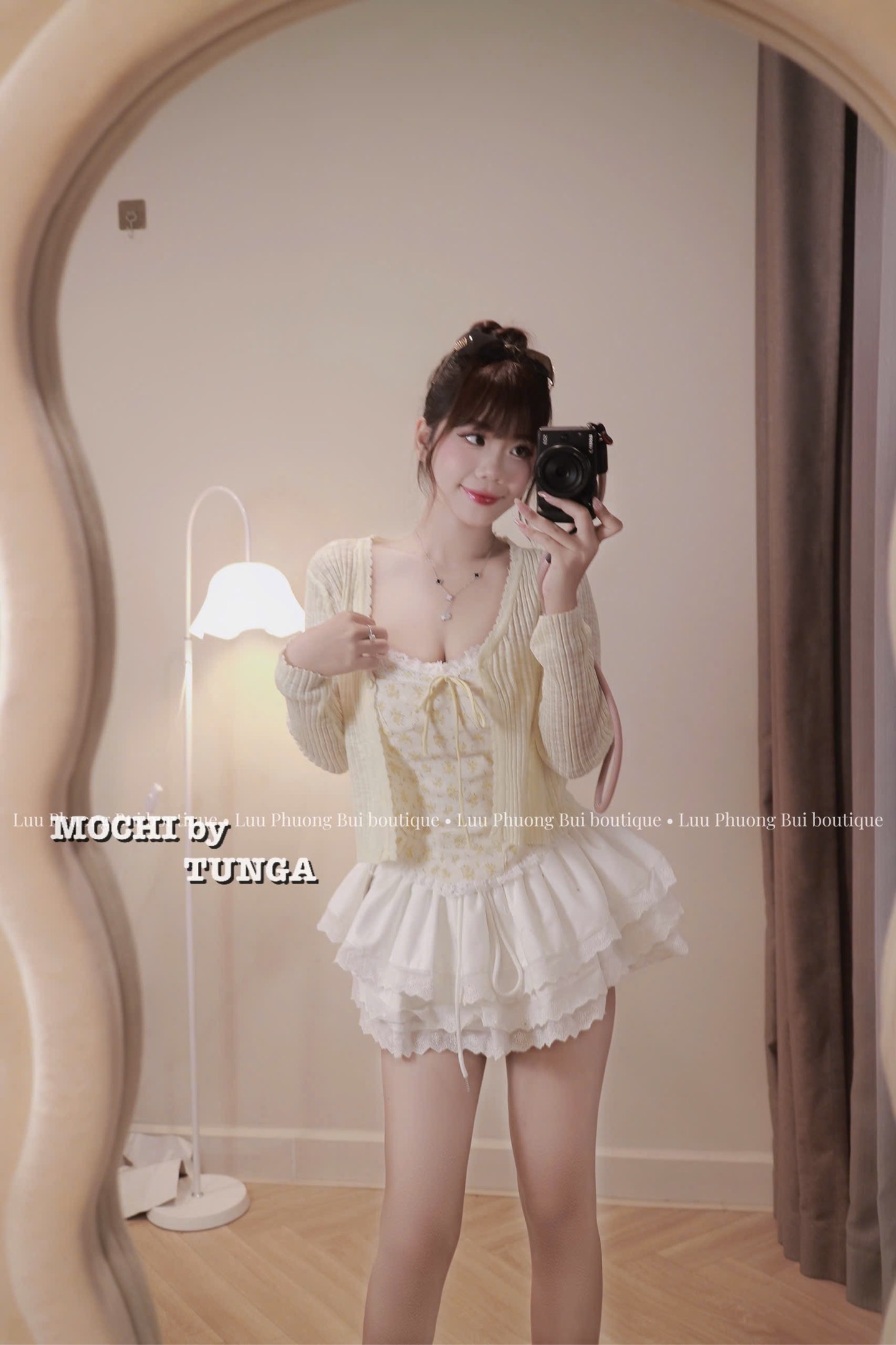 Áo kiểu set áo dây hoa viền ren kèm khoác