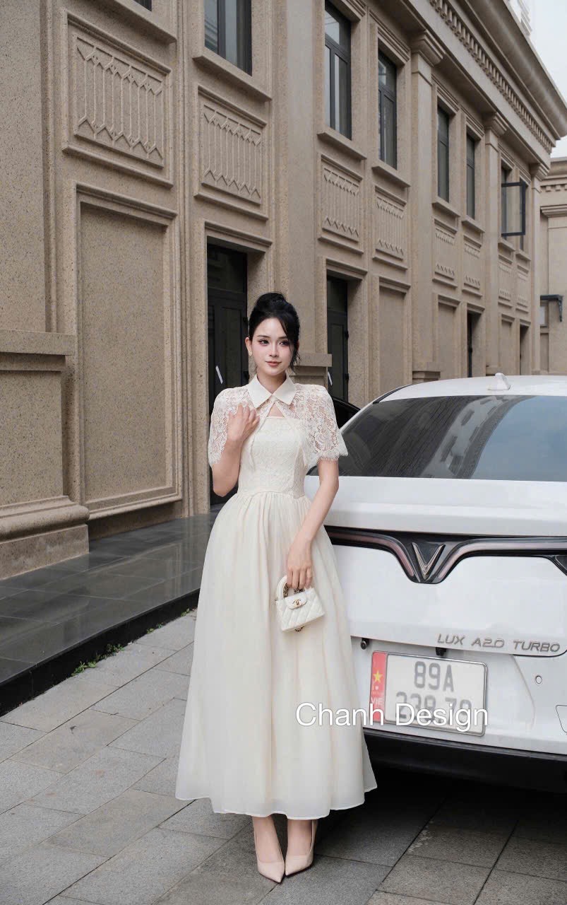 Đầm đi tiệc ren kèm khoác cao cấp