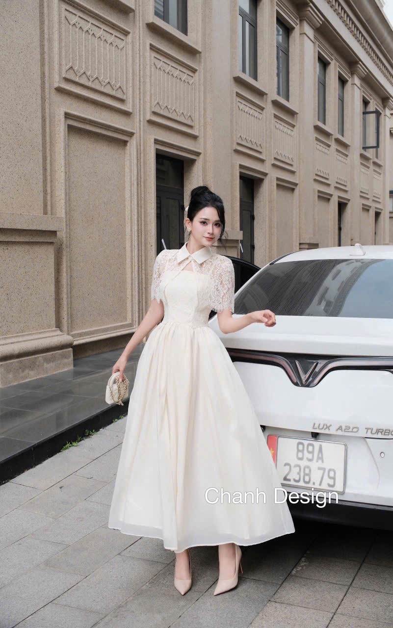 Đầm đi tiệc ren kèm khoác cao cấp