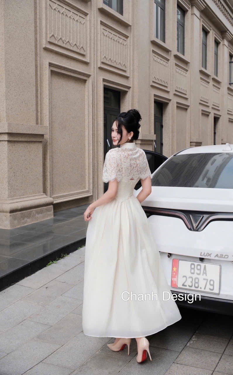 Đầm đi tiệc ren kèm khoác cao cấp