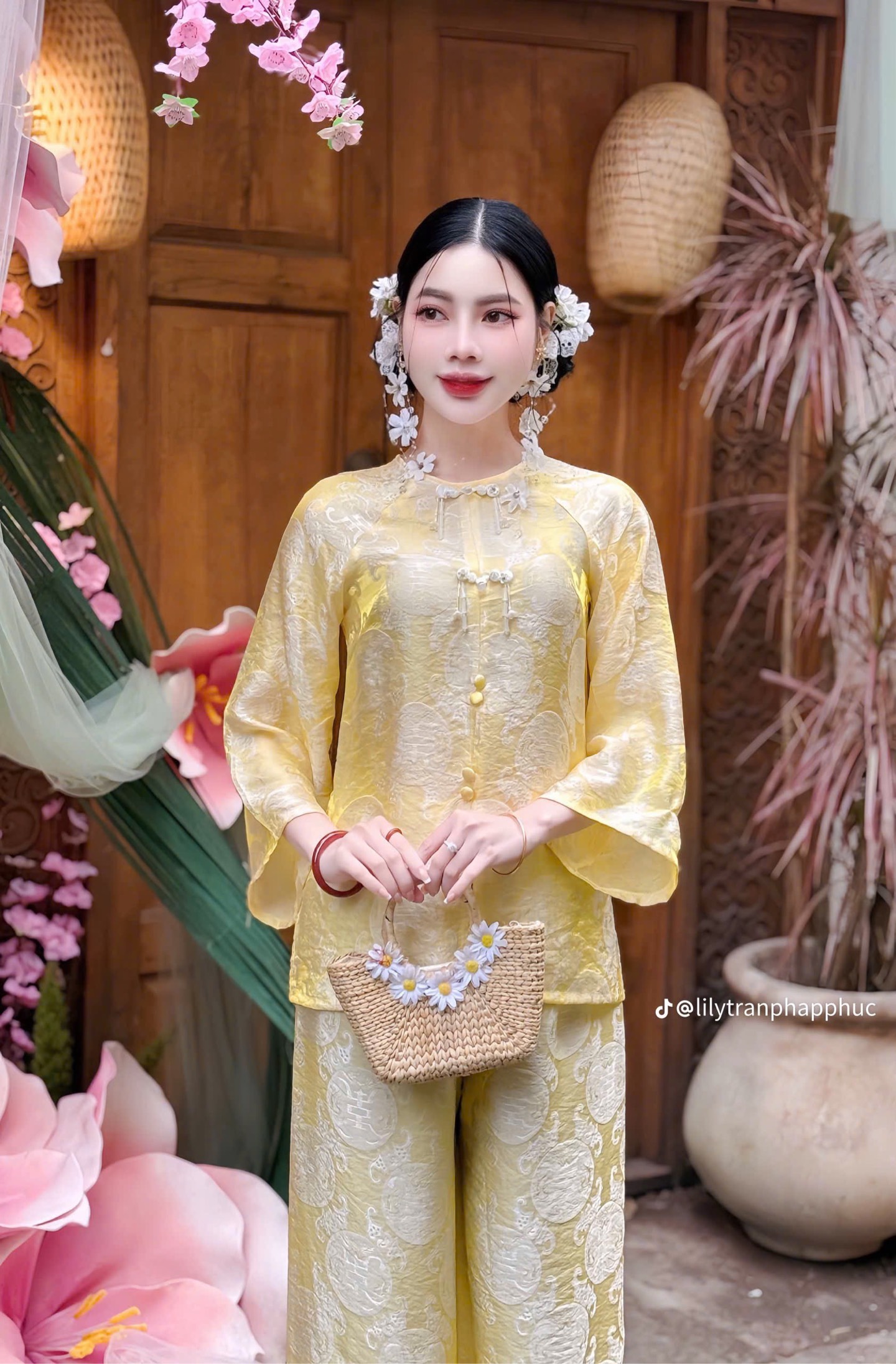 Lam ánh tằm cao cấp 2 nút kiểu