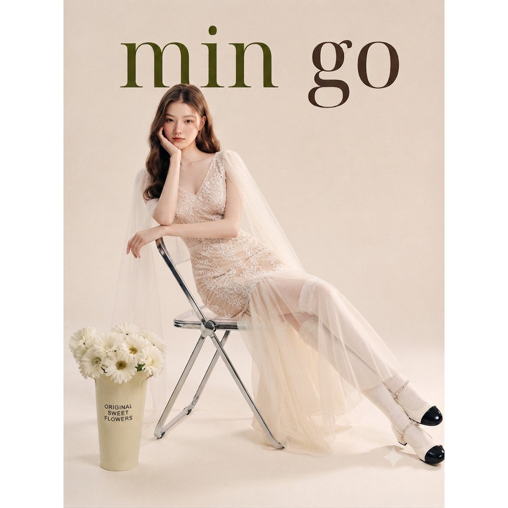 Đầm thiết kế ren tay rũ voan dáng dài