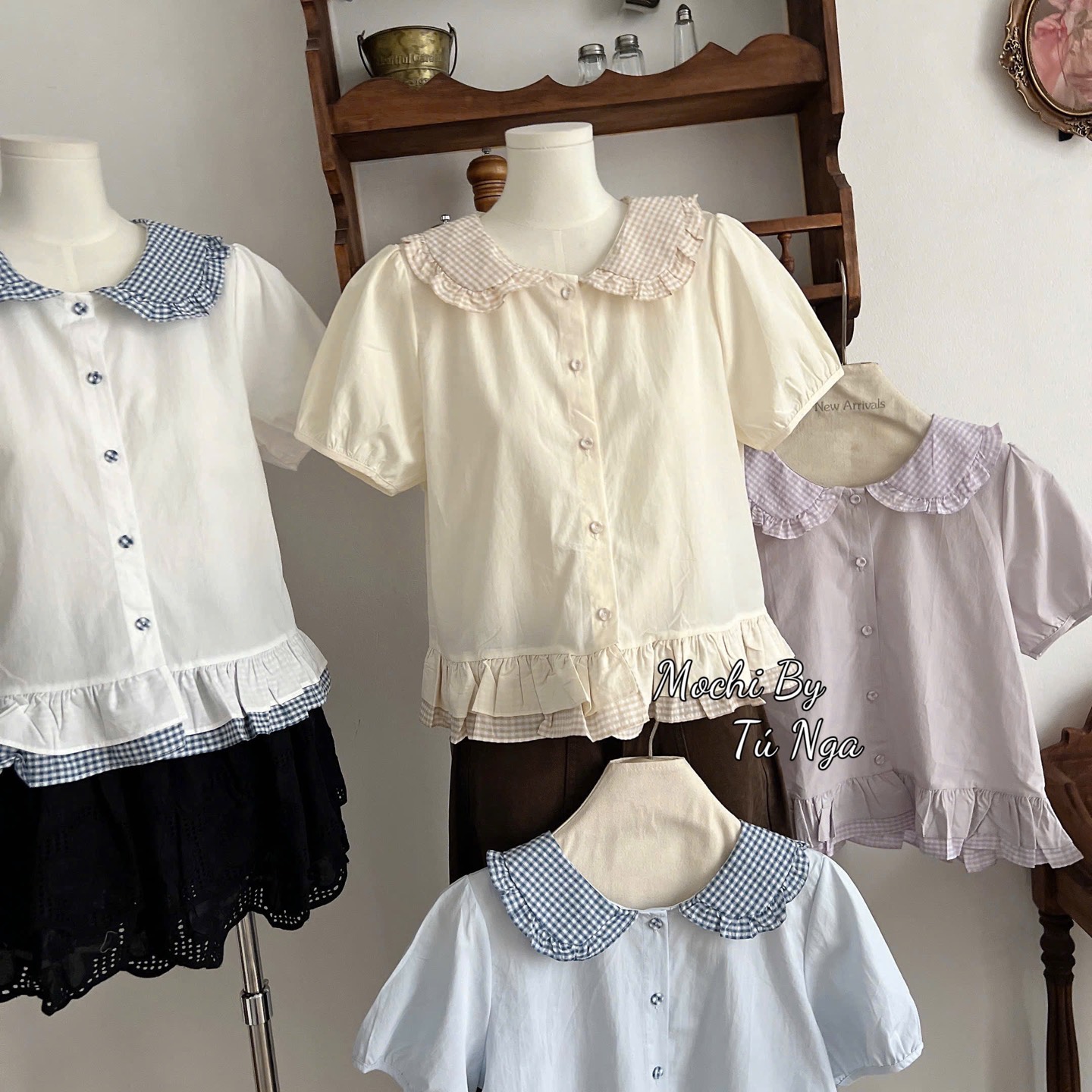 Áo somi kiểu cổ sen kẻ sọc