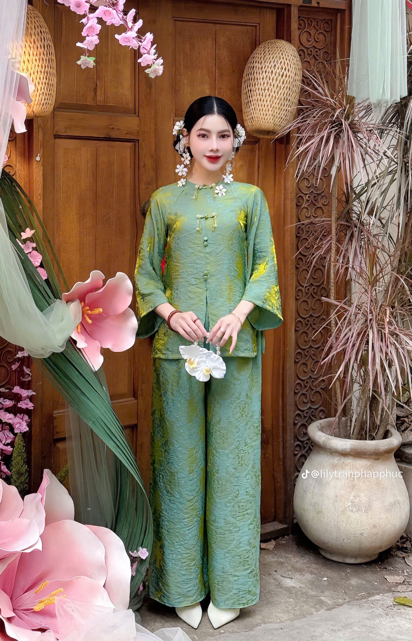 Lam ánh tằm cao cấp 2 nút kiểu