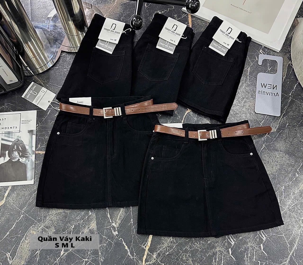 JVN2 quần váy đen trơn lai cuốn 922