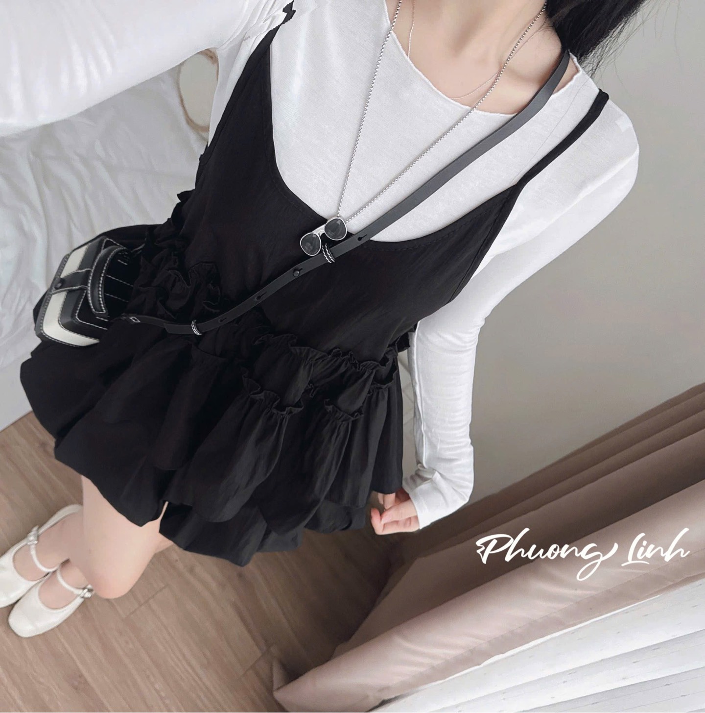 Set áo yếm tay dài váy bí pl