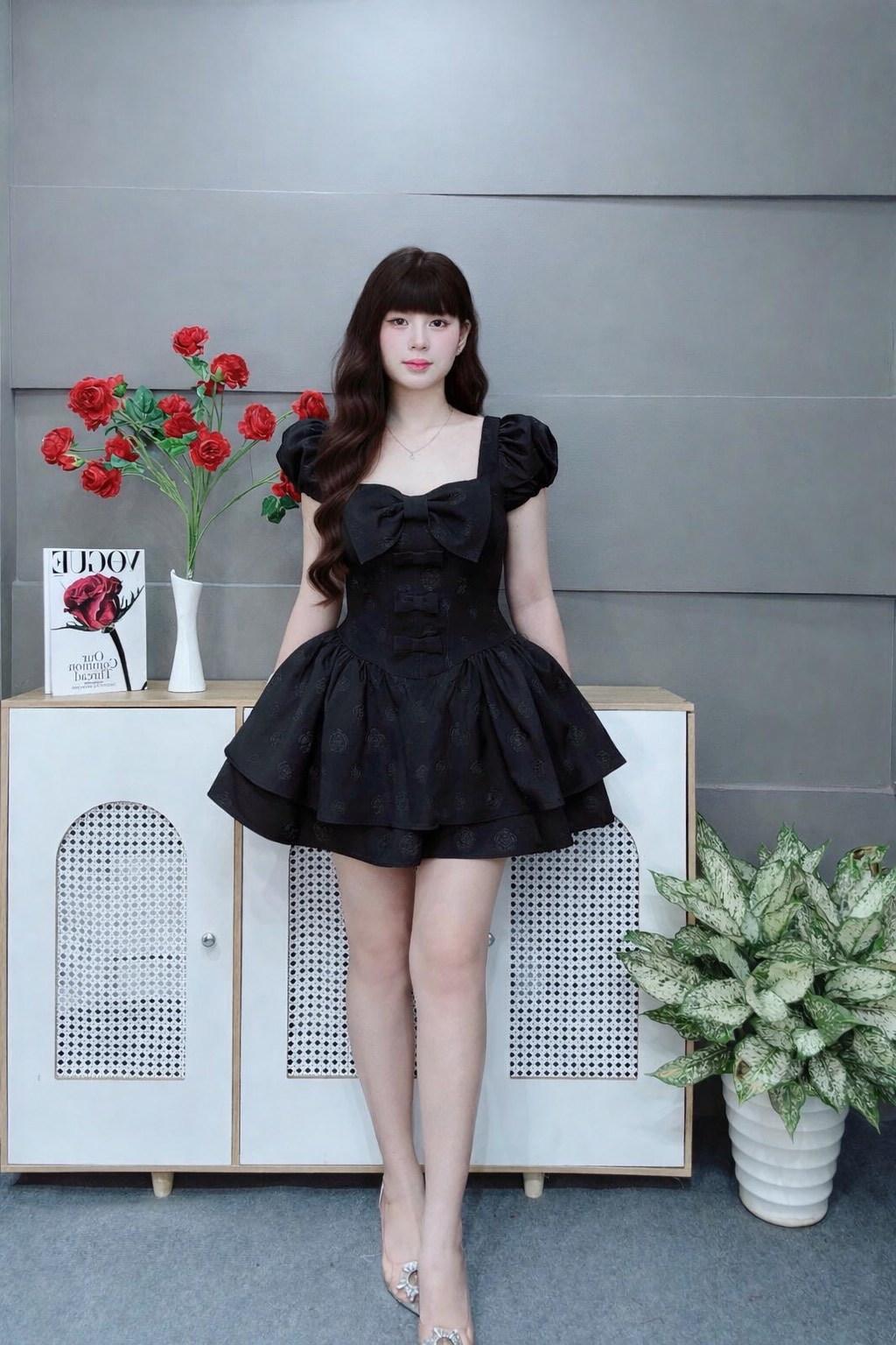 Đầm cúp ngực đính nơ bigsize L Ls
