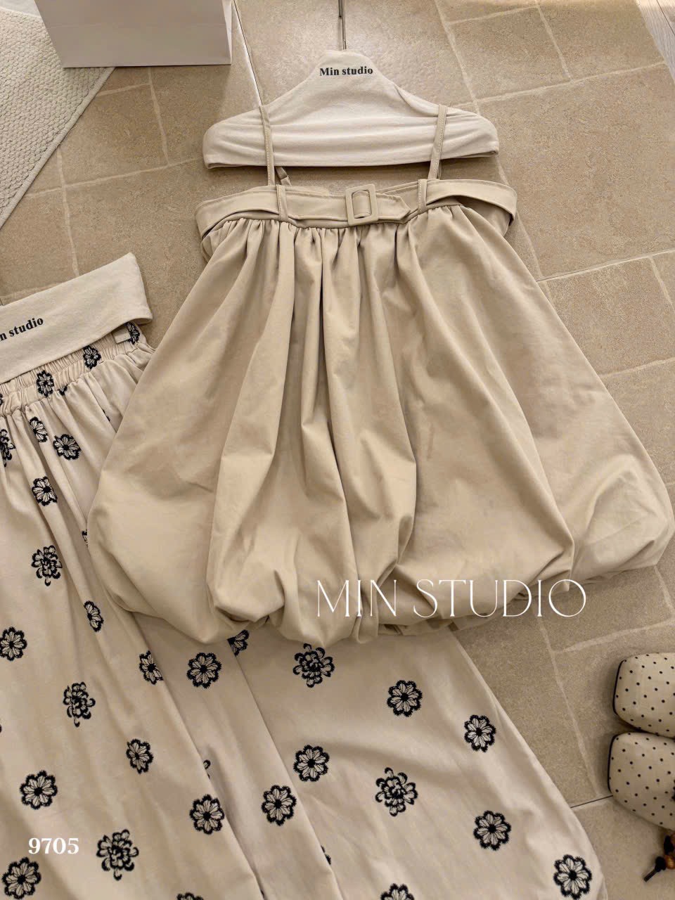 Set áo 2 dây babydoll kèm quần hoa dài