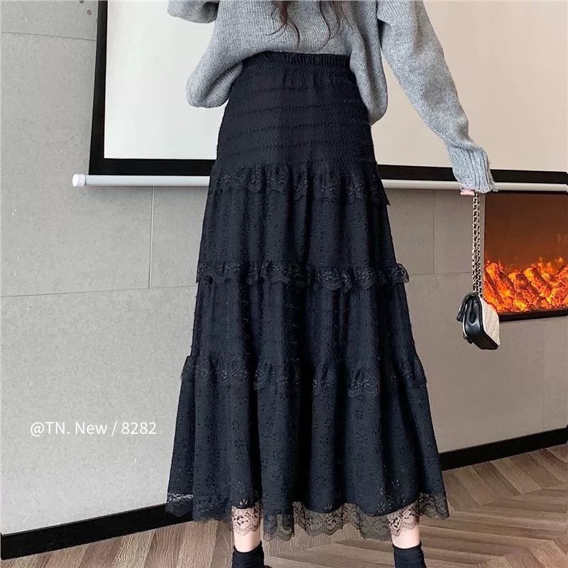 Chân váy maxi mới ren hoa