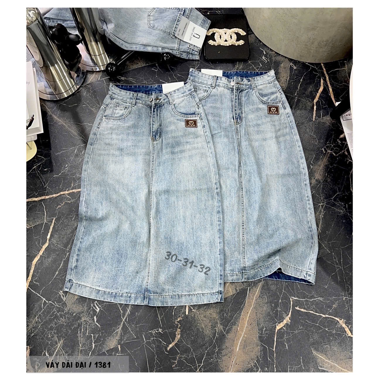 JVD5 váy dài trơn may mạc túi trước 1381