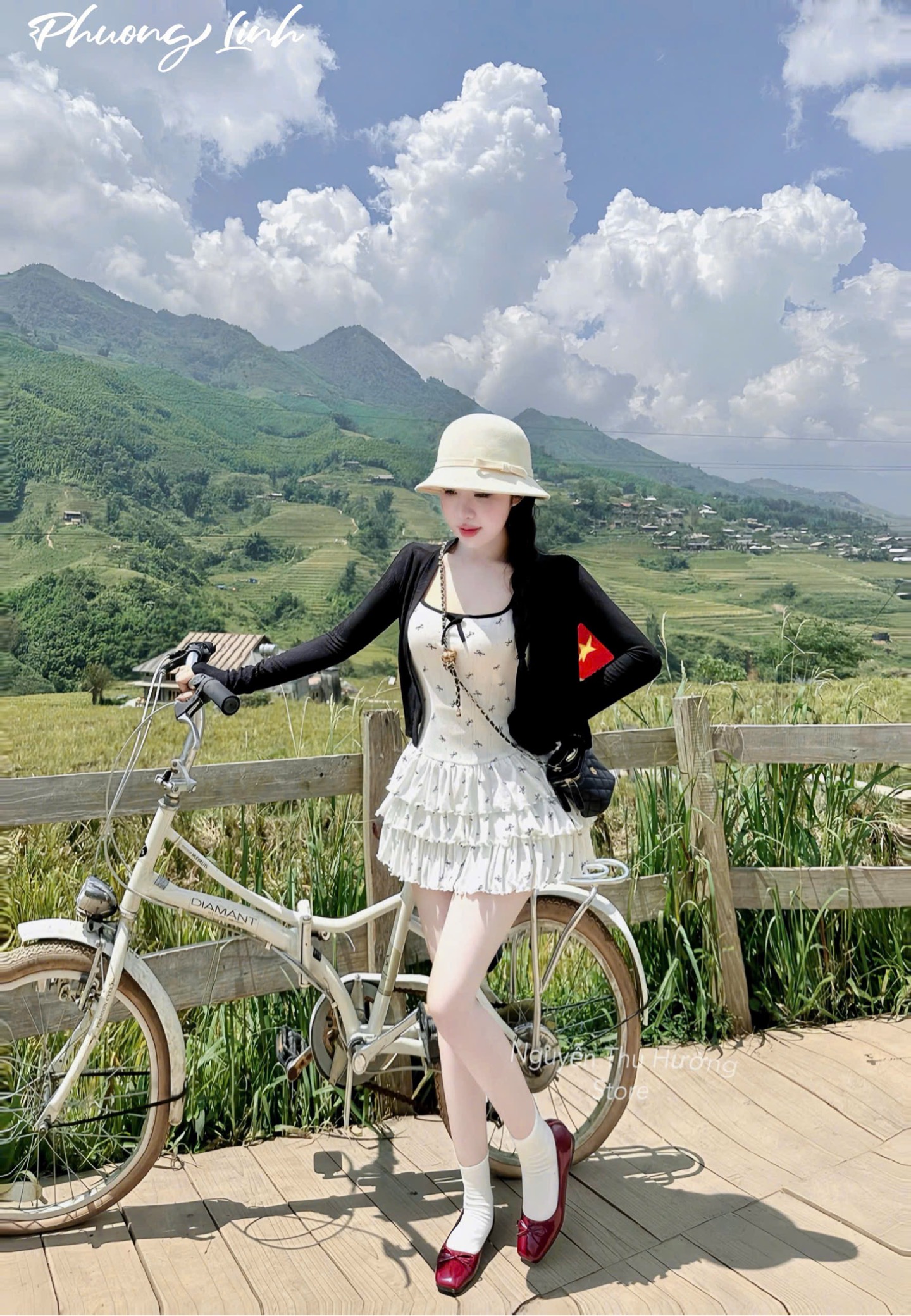 Đầm 2 dây nơ tầng kèm khoác pl