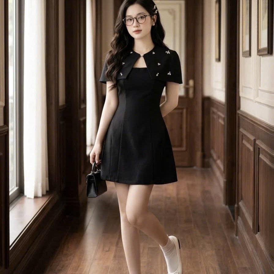 Đầm thiết kế cổ choàng dáng chữ A
