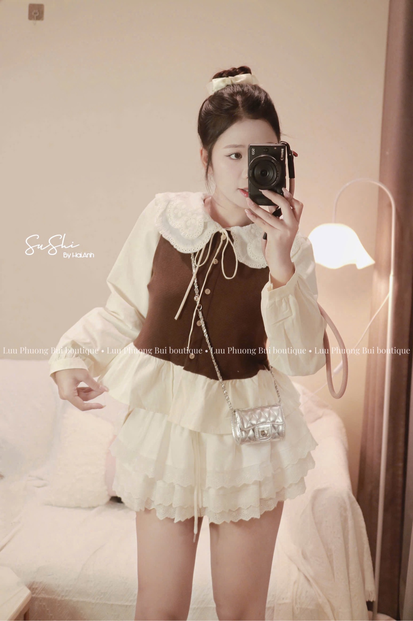 Áo kiểu xoè cổ bèo tay dài