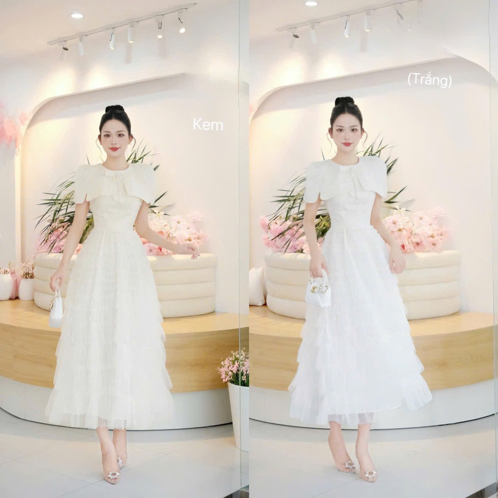 Đầm thiết kế sang trọng ren chân choàng nữ hoàng