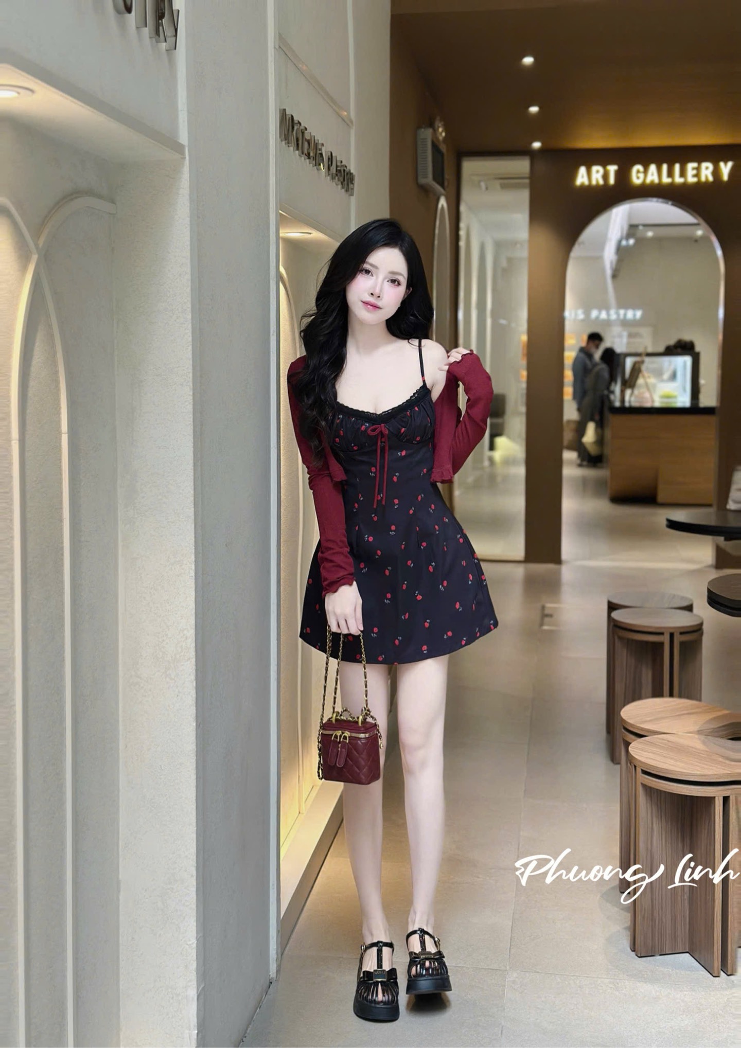 Set đầm dây hoa nhí kèm khoác pl