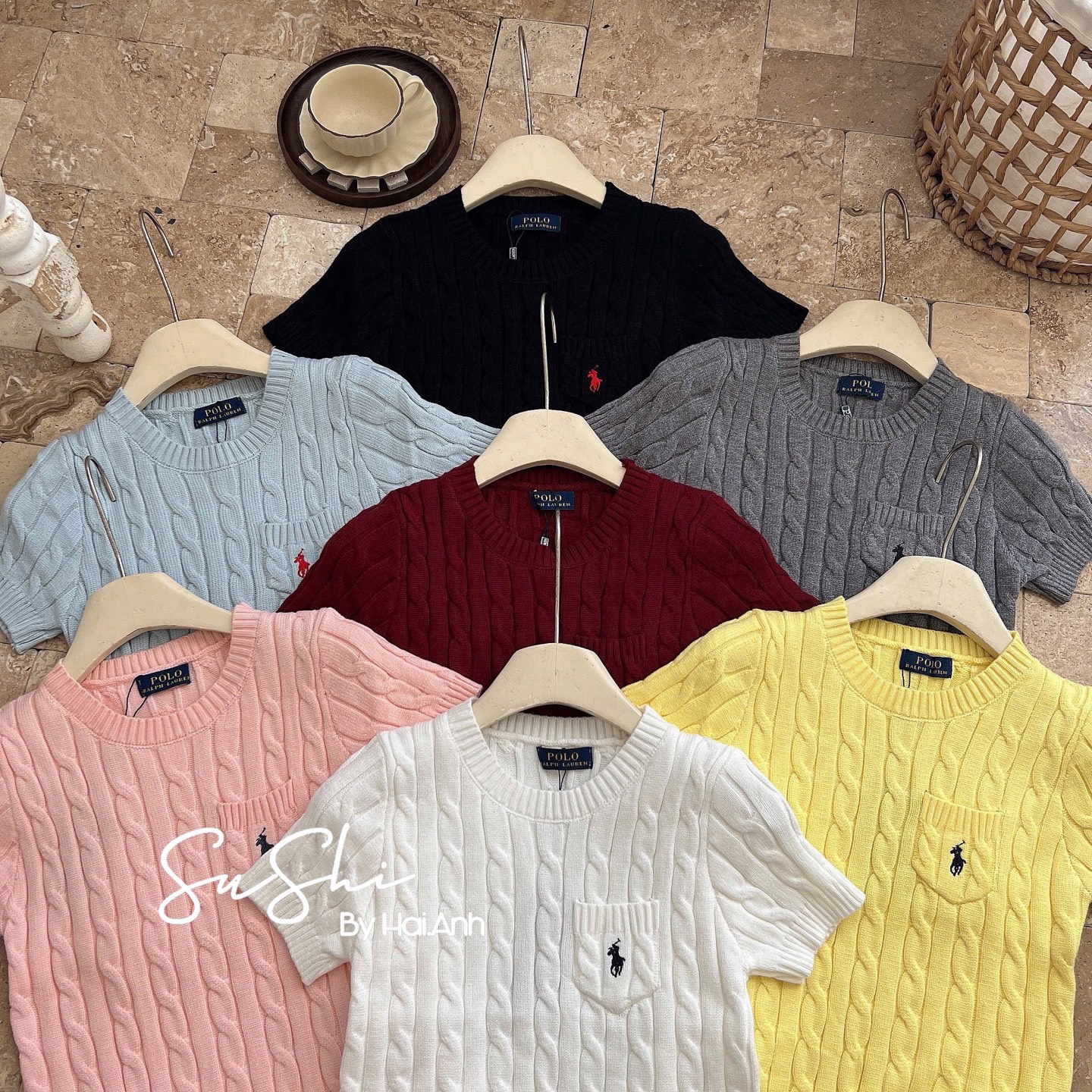 Áo len tay cộc thừng ngựa túi