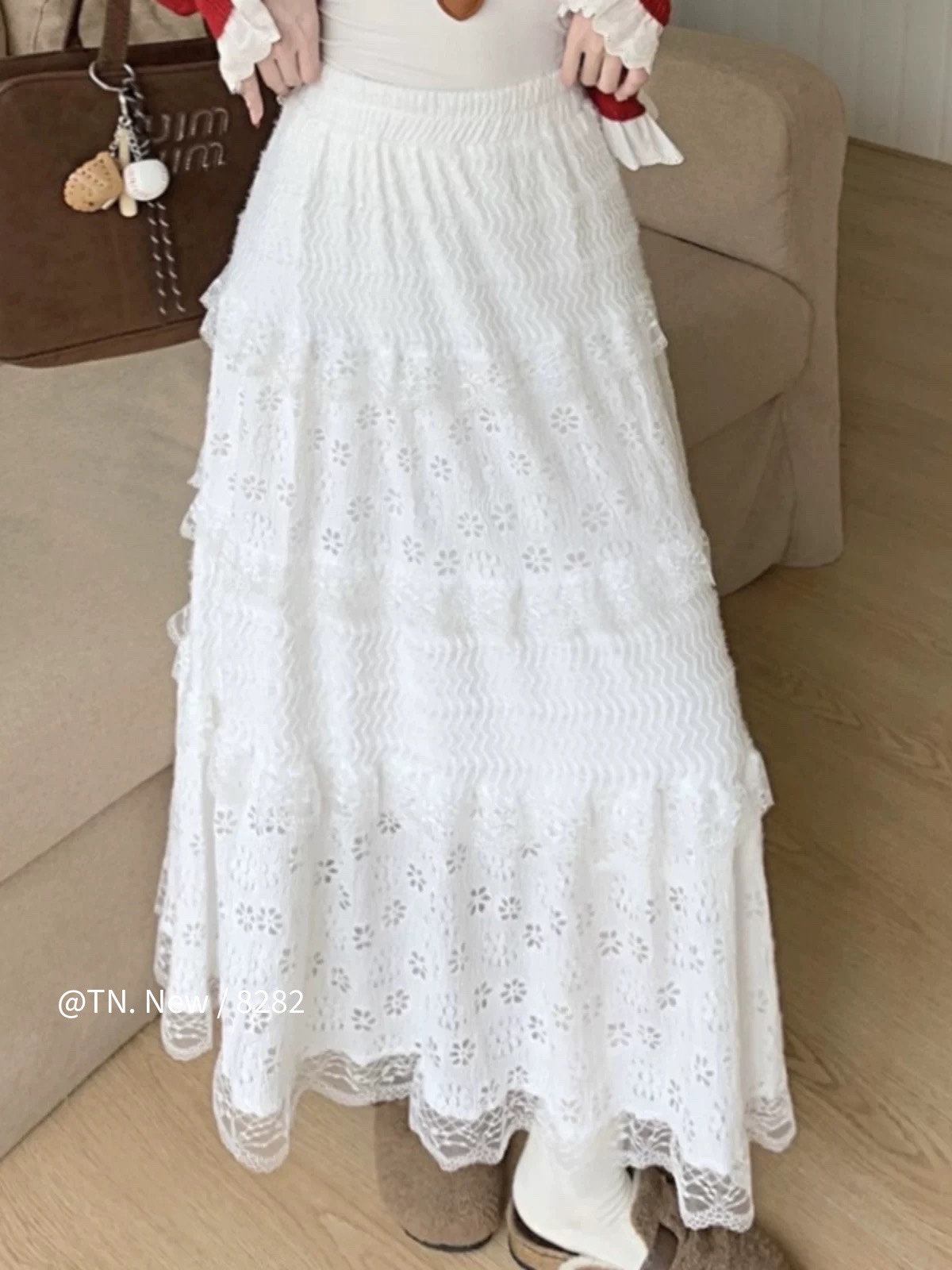 Chân váy maxi mới ren hoa
