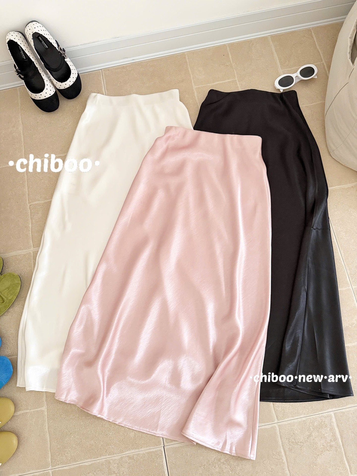 Chân váy dài lụa xước 8899