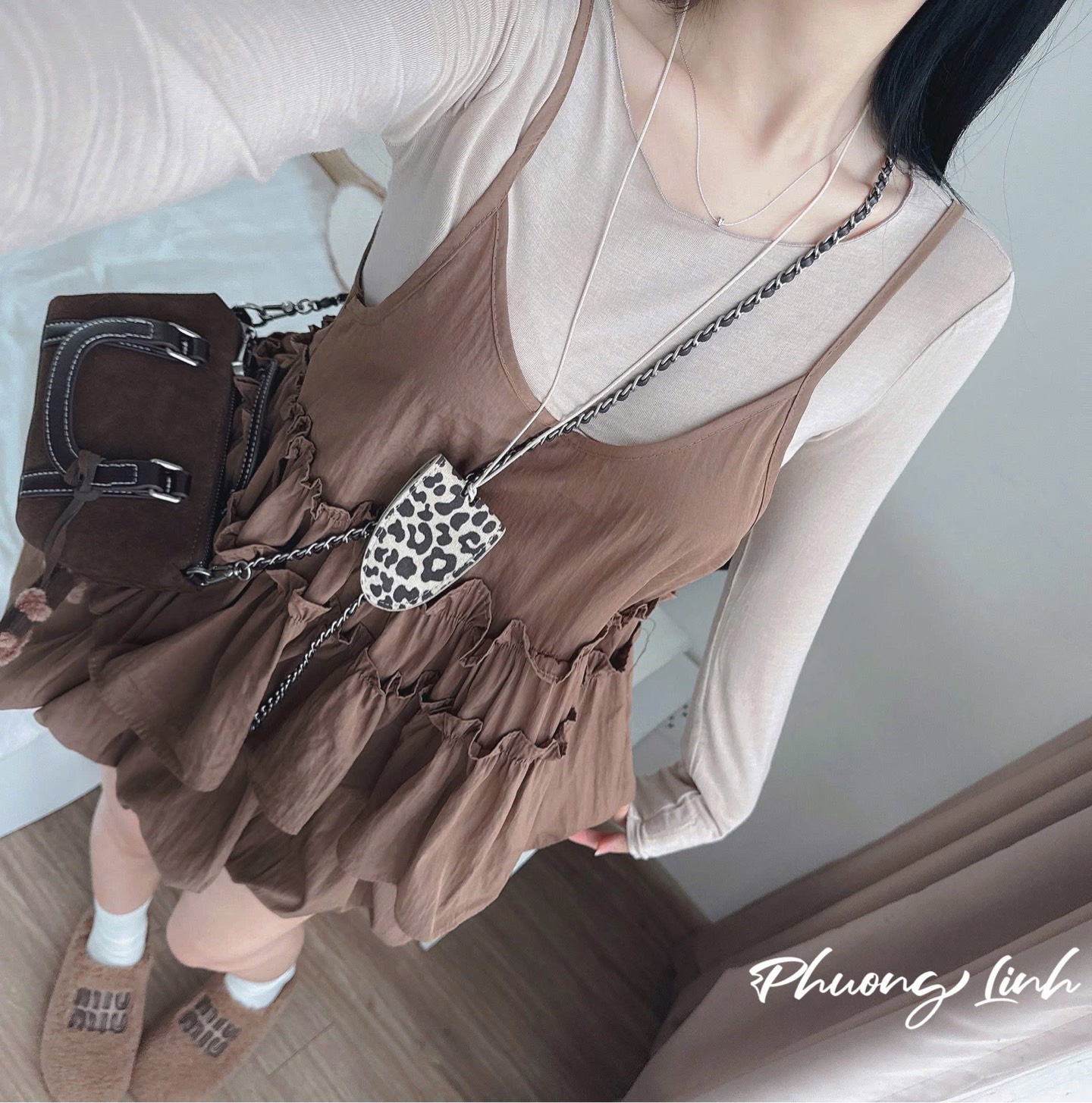 Set áo yếm tay dài váy bí pl