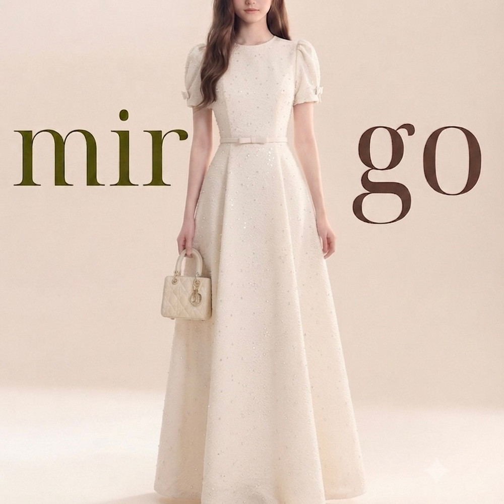 Đầm thiết kế kim sa nơ tay nơ eo dáng dài
