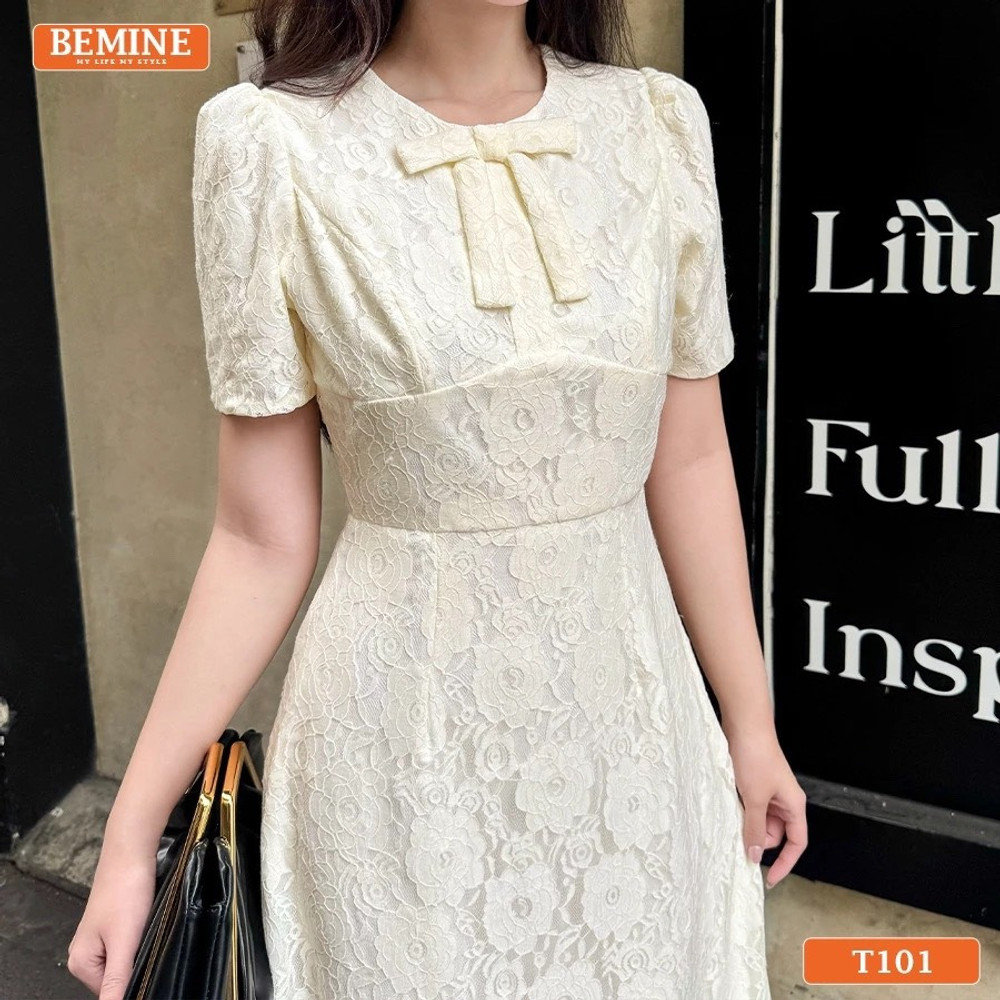 Đầm thiết kế ren nơ ngực dáng dài