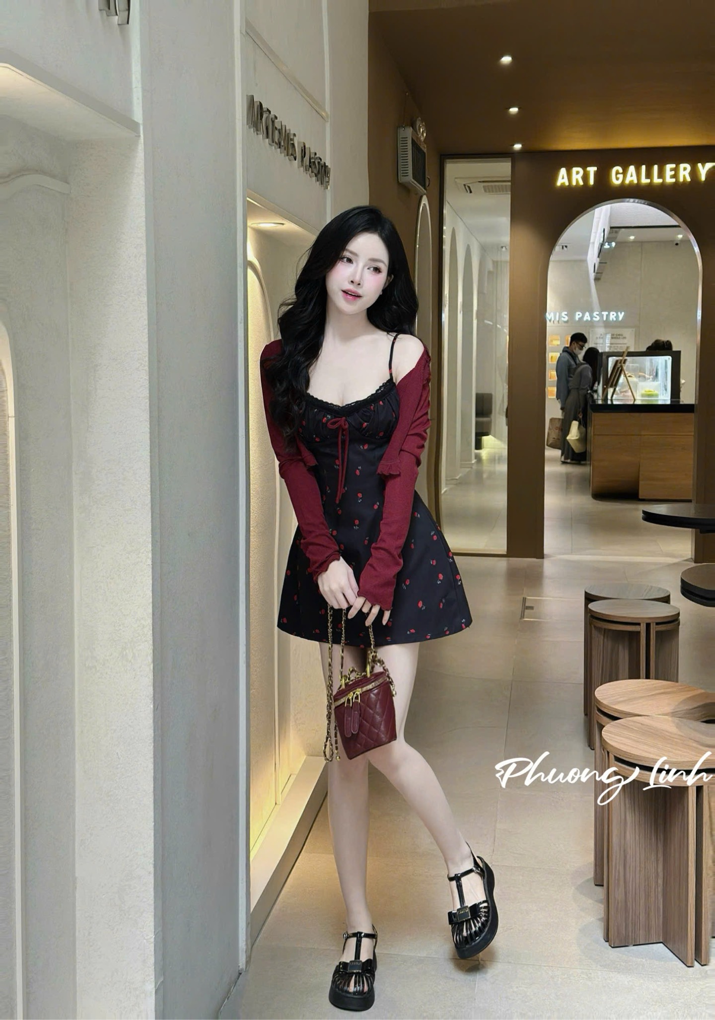 Set đầm dây hoa nhí kèm khoác pl