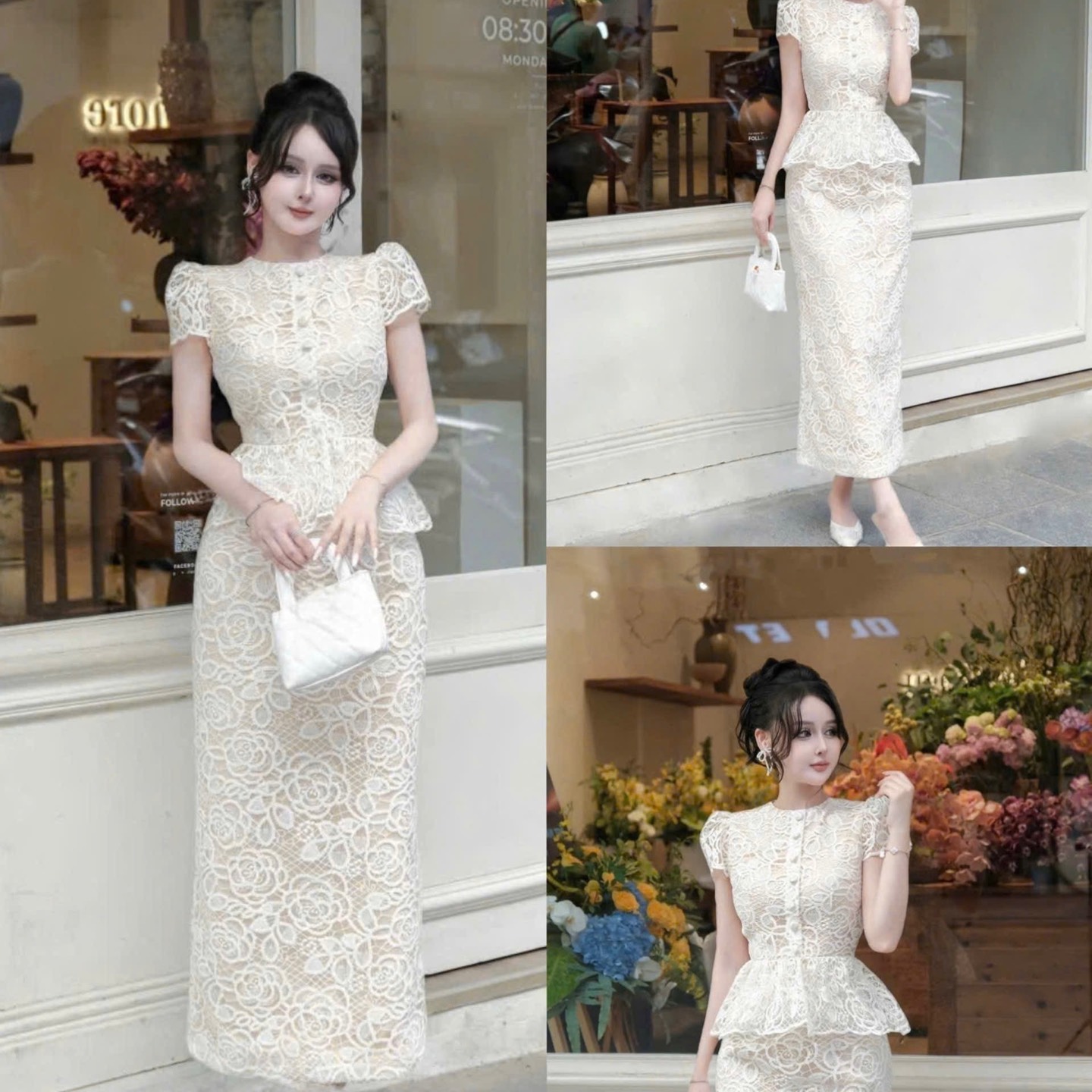 Đầm thiết kế peplum ôm ren body sanh chảnh