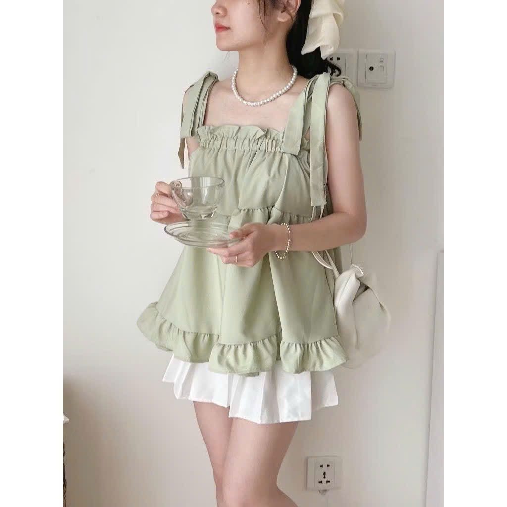 Áo kiểu 2 dây tùng bèo