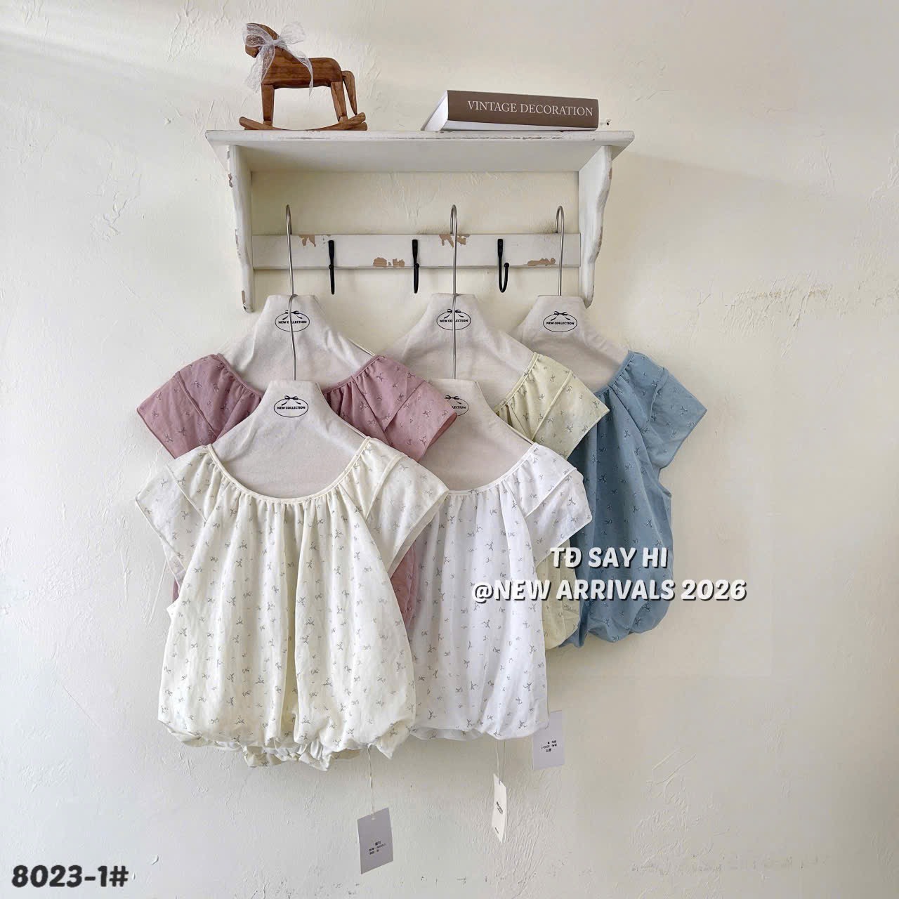 Áo kiểu babydoll hoa nhí bèo tay